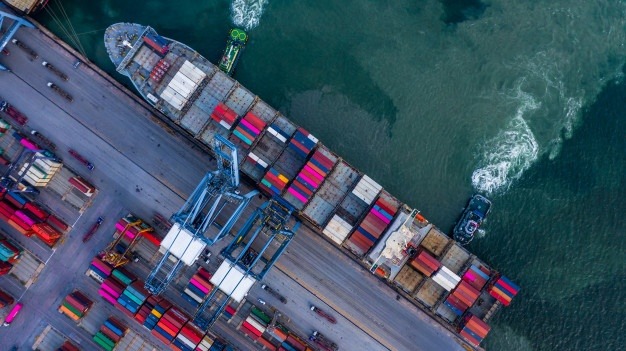 Many containers on the ship during China freight shipping to Malaysia.