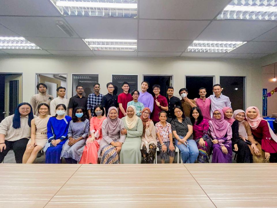 group photo taken on Hari Raya event