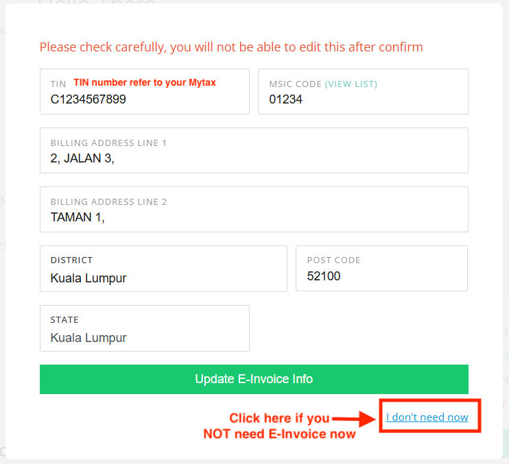 i do not need invoice