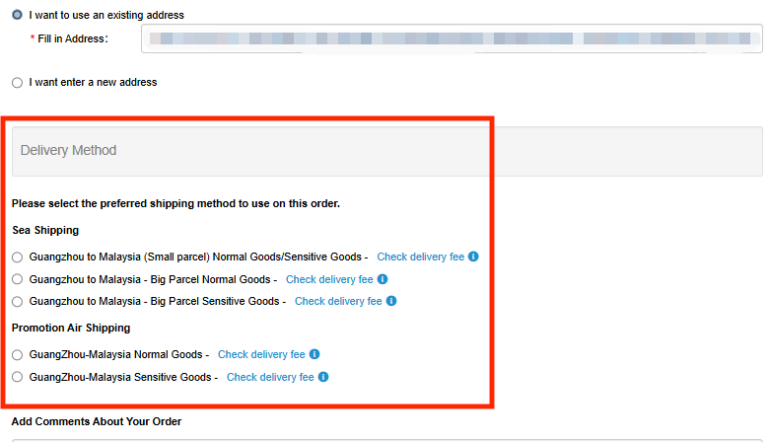 Choose Shipping Service