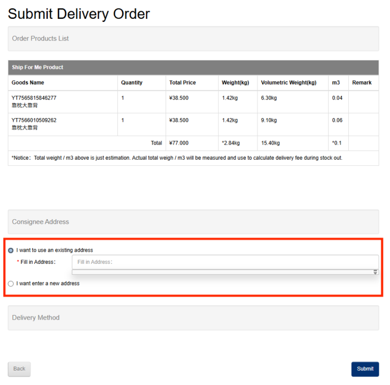 Submit Receiver Details